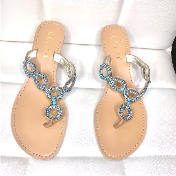 Unisa Shoes - 8 Unisa | Macy Embellished Wedge Sandal with Box